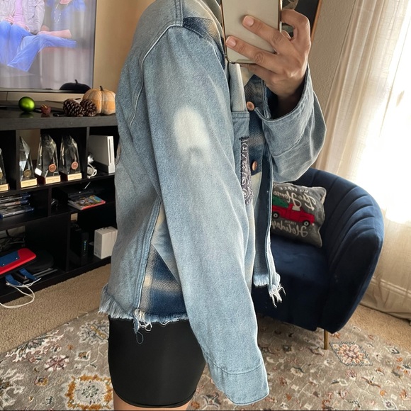 We The Free Patchwork Raw Hem Denimf Jacket - Picture 4 of 7